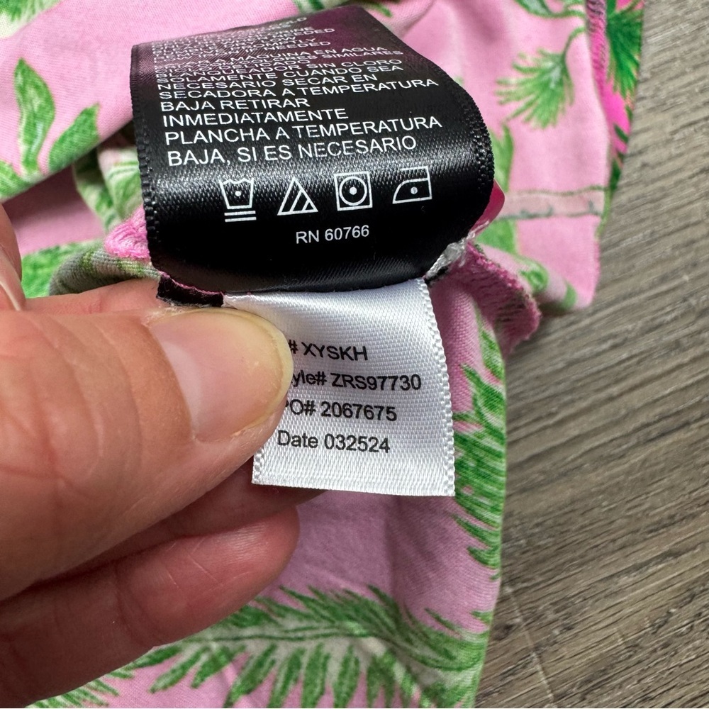 Room Service PJ Pajama Set Pink & Green Palm XXL Cozy Soft Loungewear Tropical - Picture 8 of 12